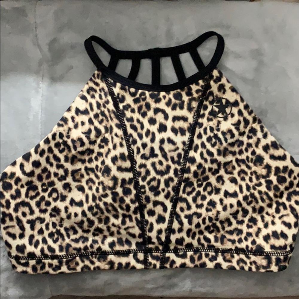 Savage Barbell High Neck Leopard Sports Bra